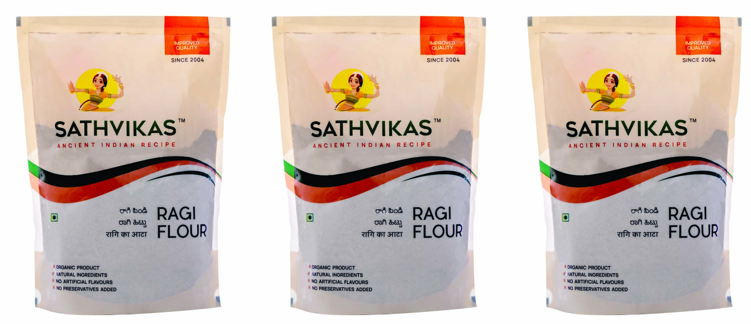 Ragulu / Finger Millet Flour (1000 grams) Pack Of 3.